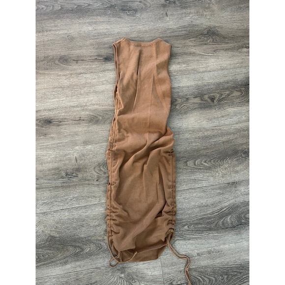 LIONESS revolve camel brown ruched Military Minds thick stretch mini dress - Picture 6 of 8